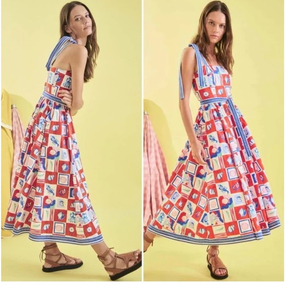 HUNTER BELL Dresses & Skirts - Hunter Bell Quincy Dress Sea Tiles Maxi – Size 2 Colorful Geometric Print